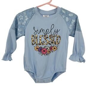Boutique NEW Body Suit Simply Blessed Baby Girl 18 MONTH Lace Floral